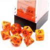 Set di dadi Chessex Mini-Polyhedral 7-Die Vortex Arancione/Nero